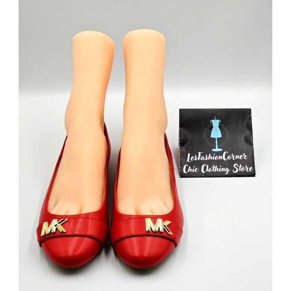 NWOB Michael Kors Women's Crimson  Jilly Gold MK Accent Ballet Flats Size 9 2303 - Picture 10 of 16